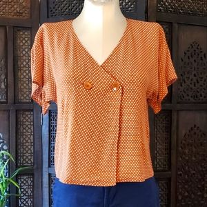 Leith 2 button polkadot blouse